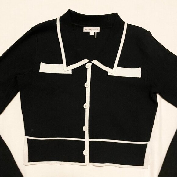 Grey Lab Faux Button Sweater Pullover Womens Small Long Sleeve Top - Picture 2 of 16